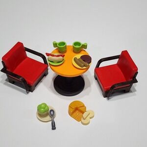 Playmobil Round Table Chairs Food Cups Cafe Doll House Replacement Parts Lot